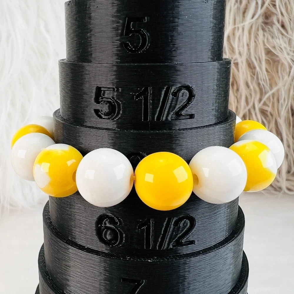 Vintage retro Yellow and White heart heart print stretch bracelet